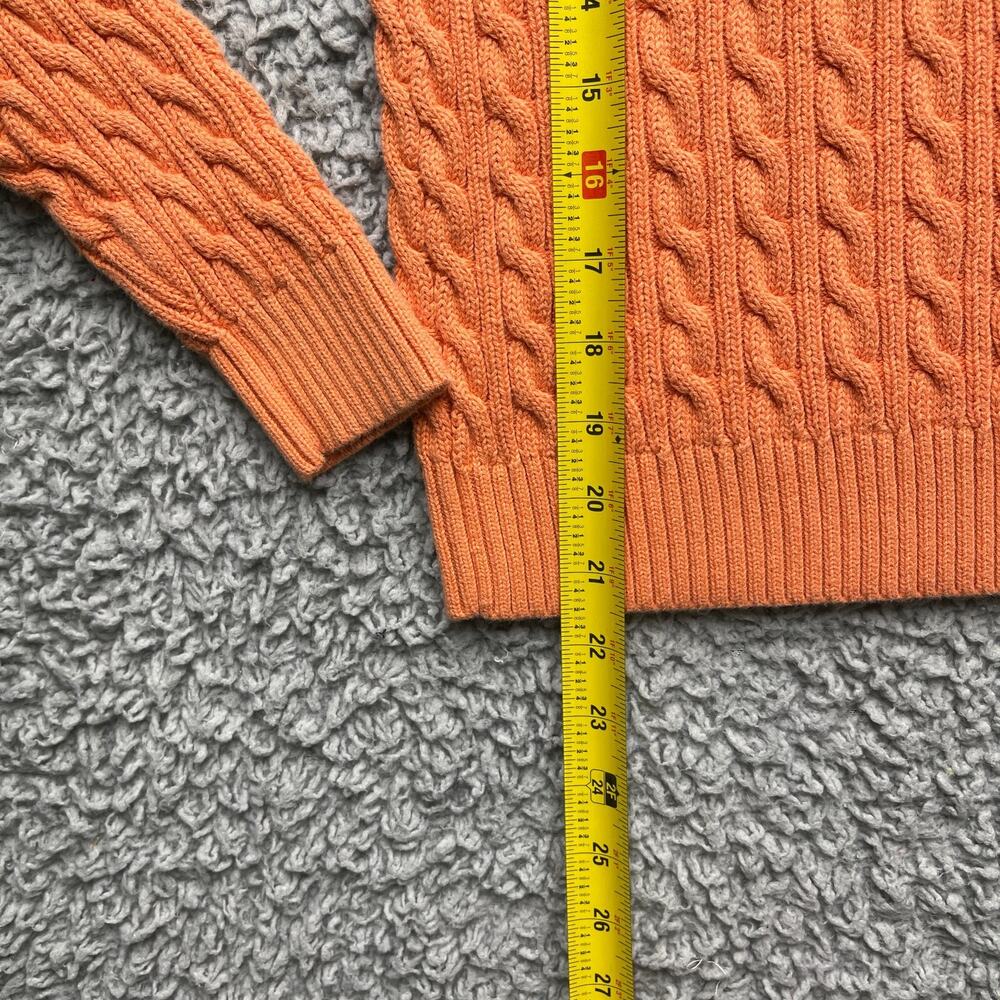Duck Head Cable Knit Sweater Womens Medium Orange Crew Neck 100% Cotton - Picture 4 of 6